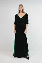  A Burning Fire Velvet Silk Robe Dark Green Product Amoralle