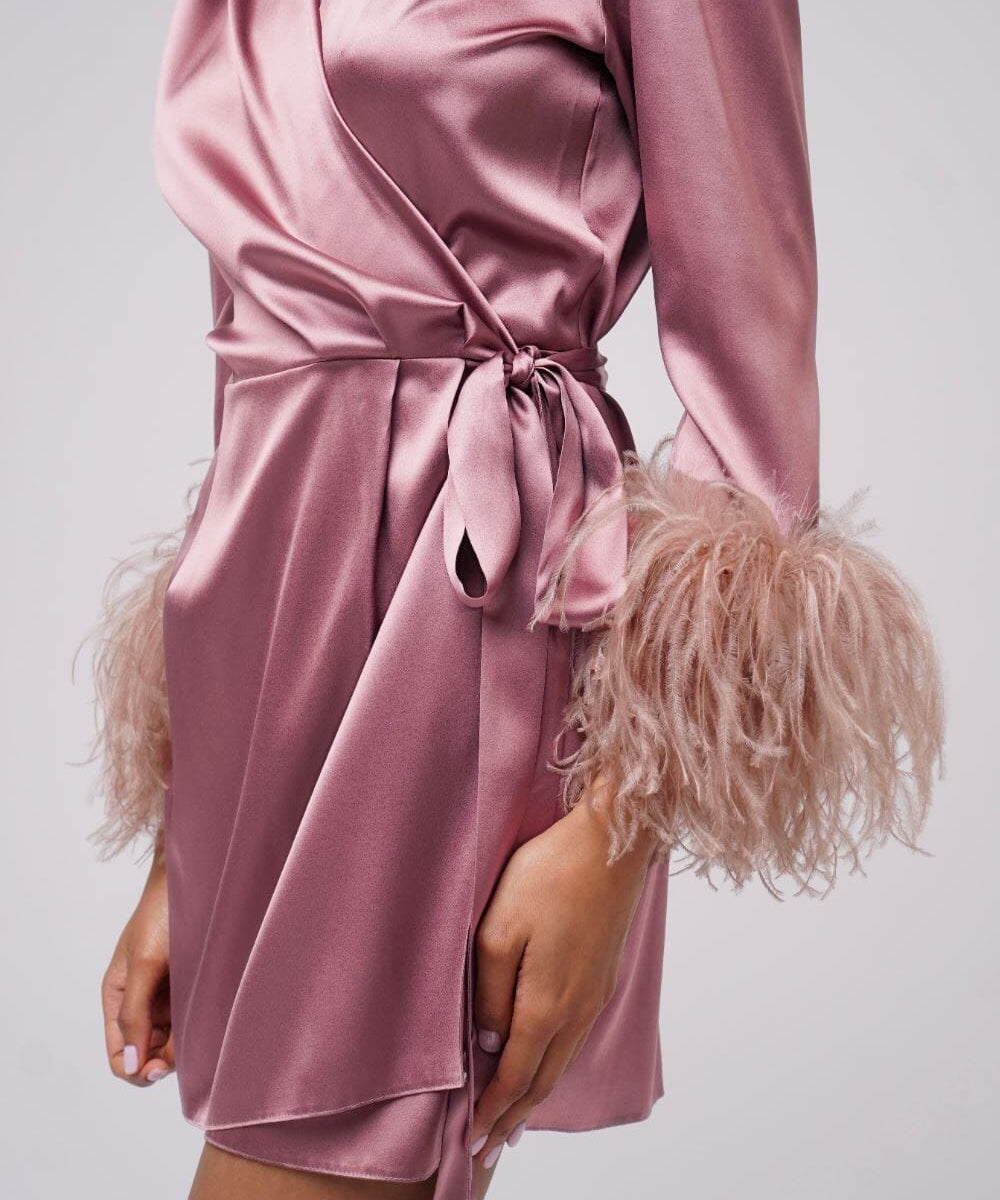  Blush Stargazing Silk Kimono Robe Amoralle