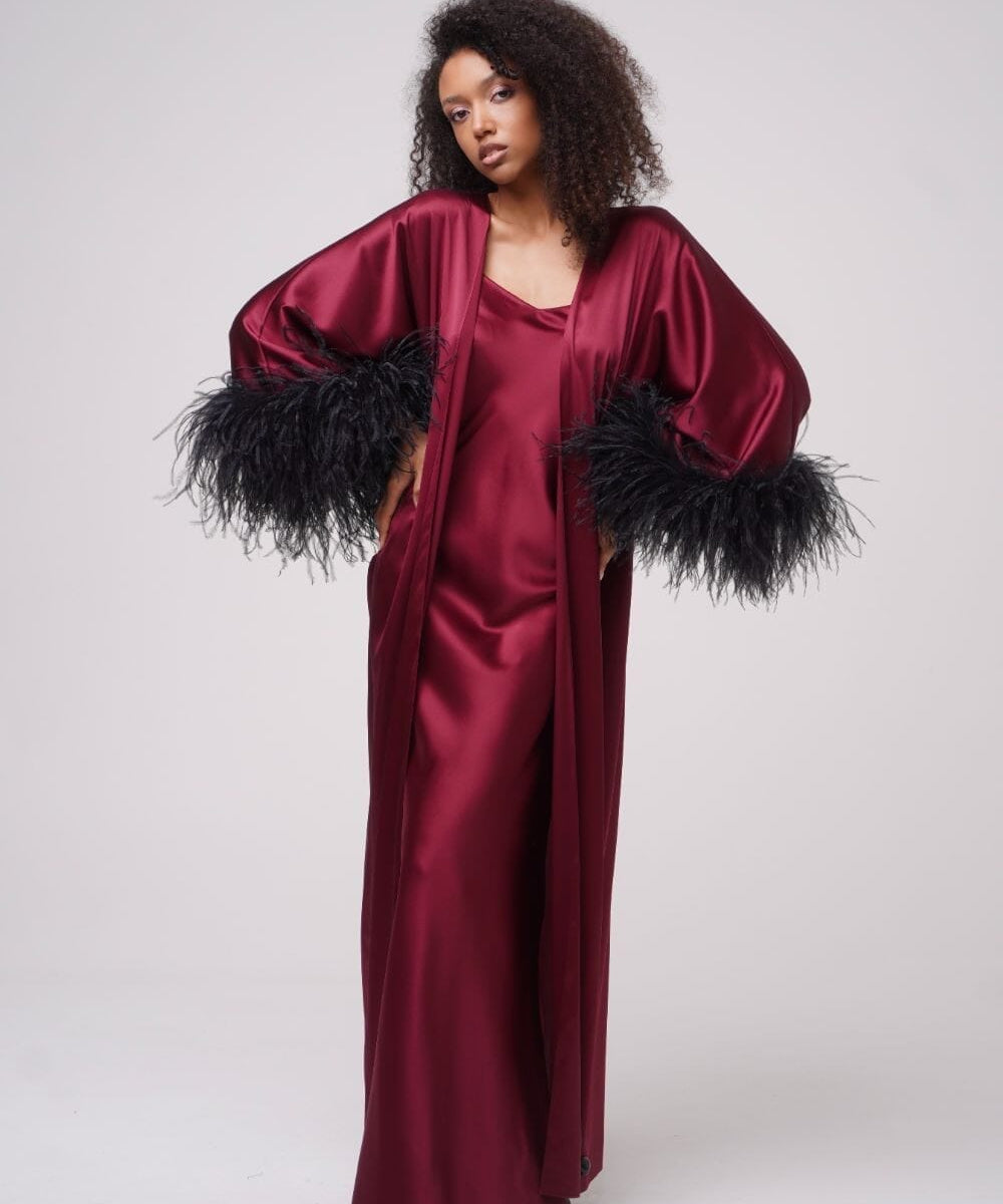  Burgundy Silk Thalassic Robe Amoralle