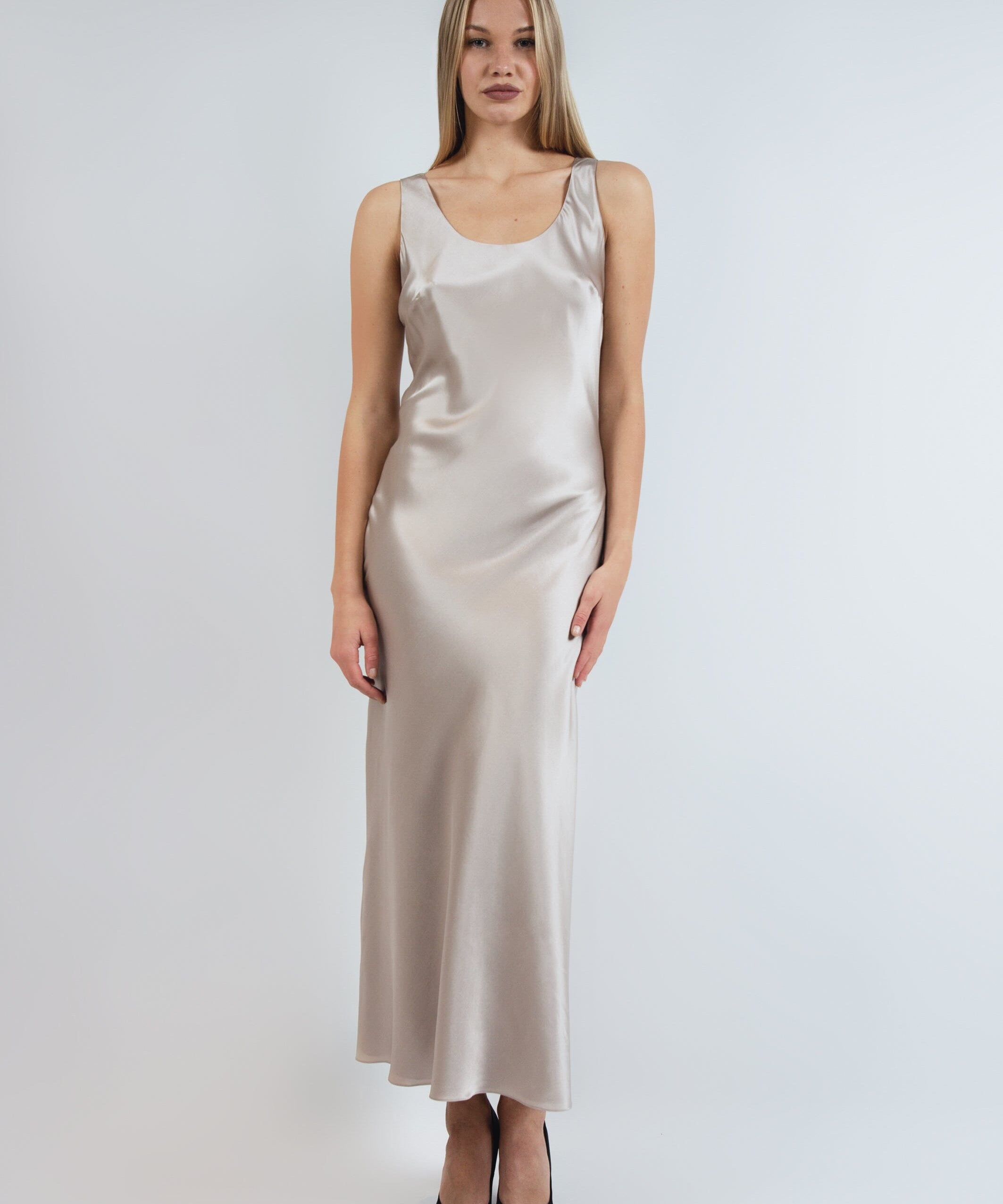  Cute Silk Double Dress Beige Product Amoralle