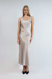  Cute Silk Double Dress Beige Product Amoralle
