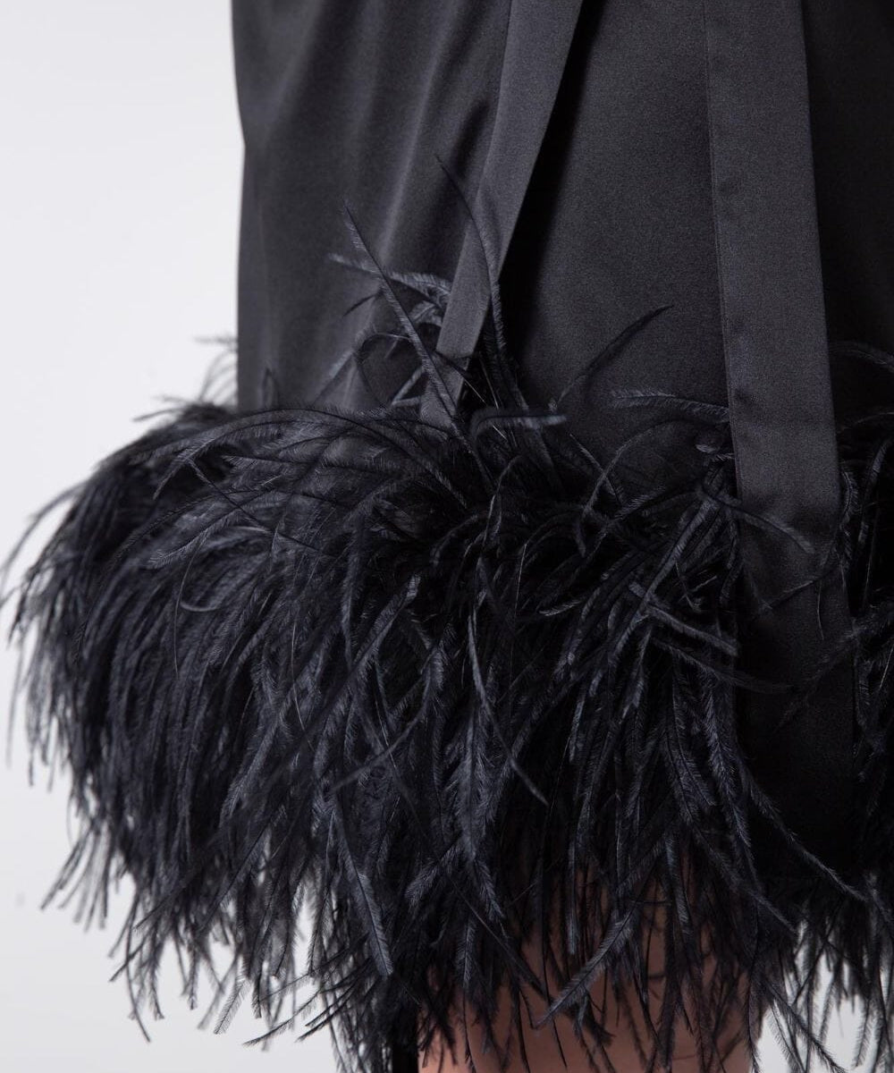  Feathered Kiss Robe Black Amoralle