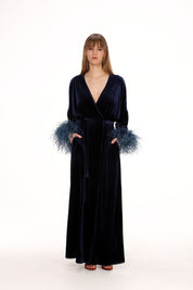  Feathered Velvet Kimono Product Amoralle