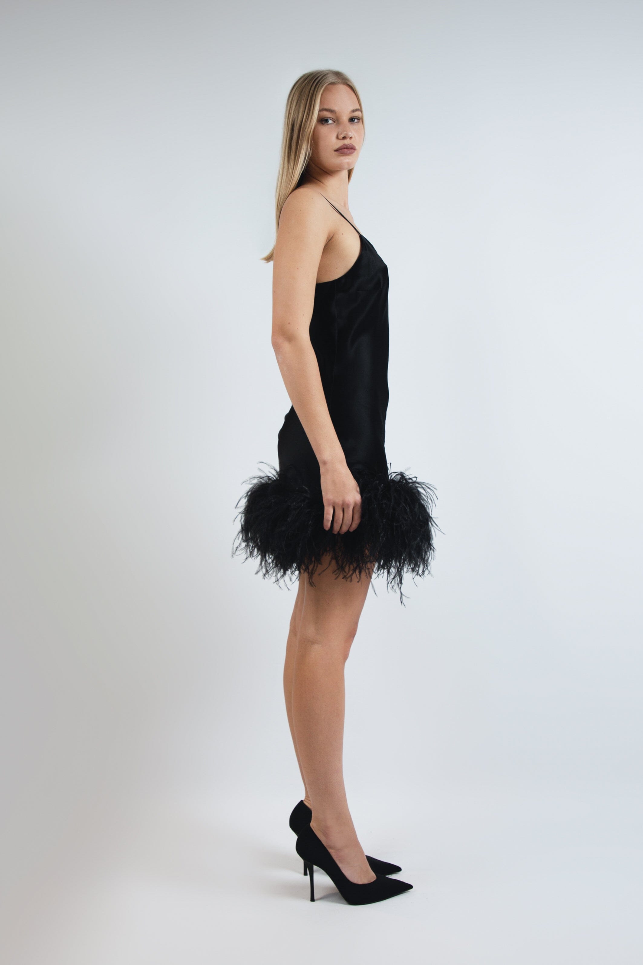  Femme Fatale Silk Mini Slip Dress Black Product Amoralle