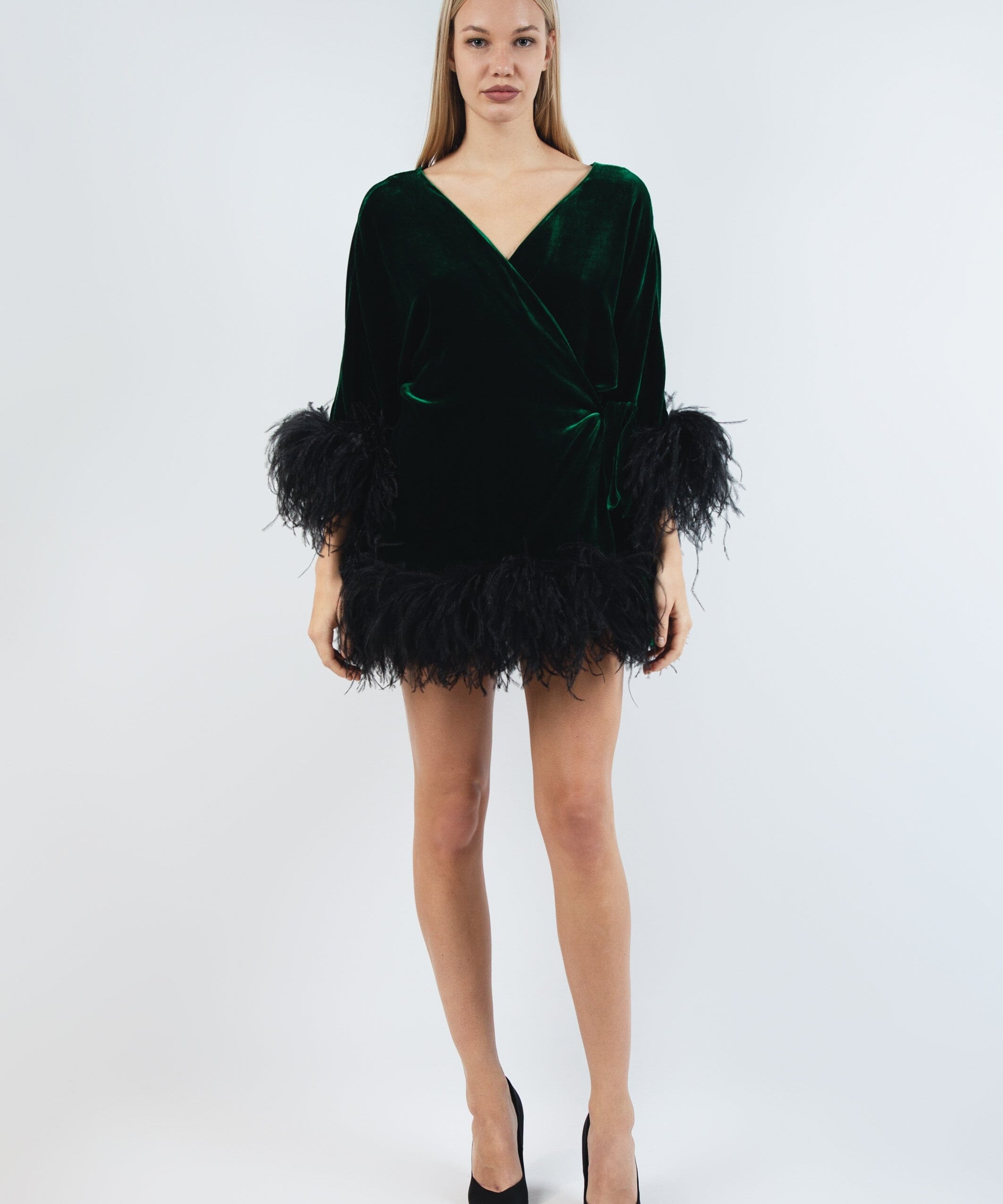 I Love With My Heart Silk Robe Dark Green Product Amoralle