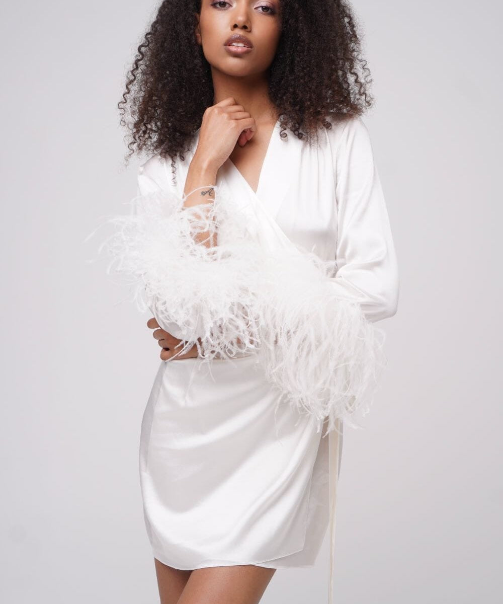  Ivory Stargazing Silk Kimono Robe Amoralle