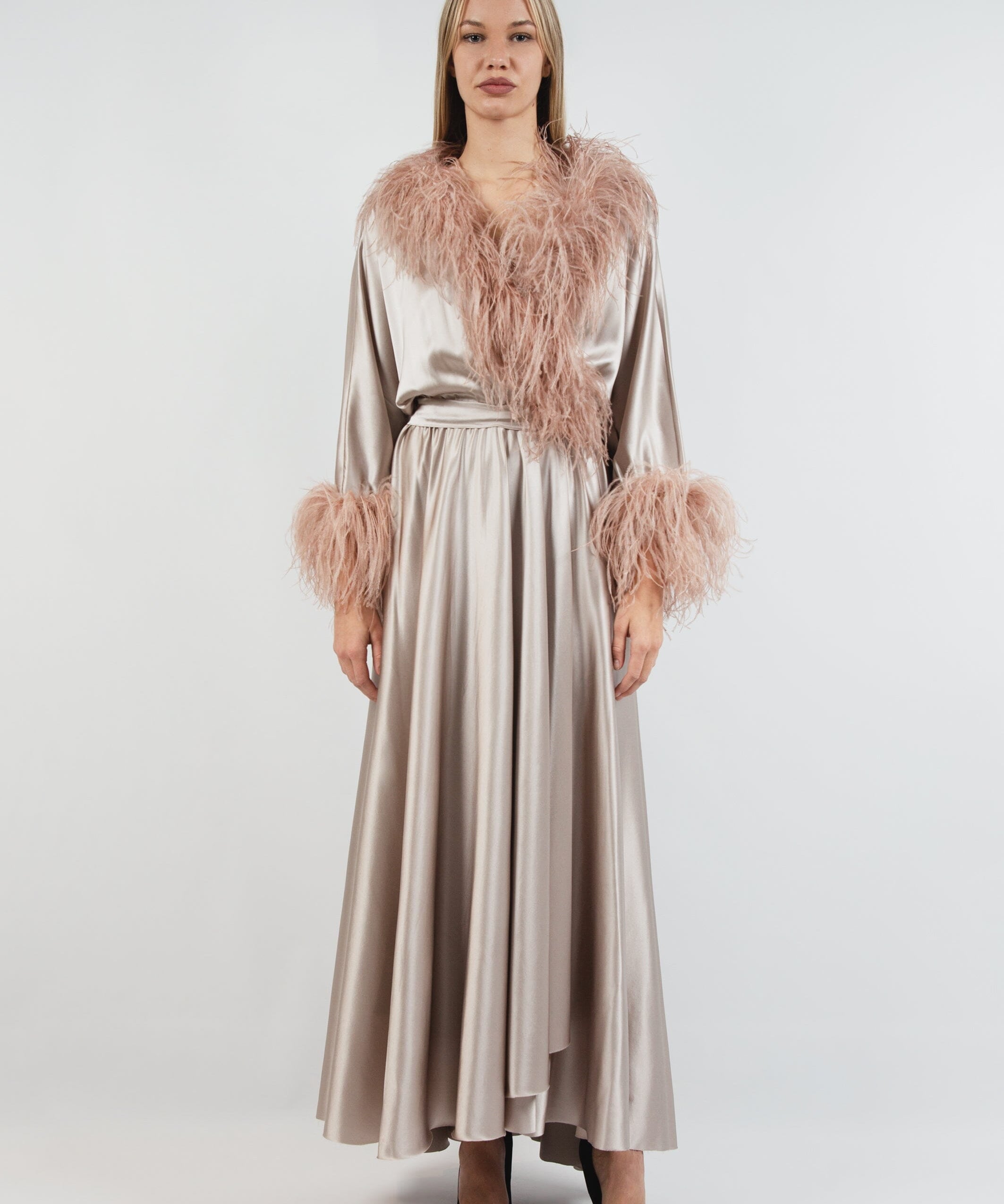  Lift Me Up Silk Robe Beige Product Amoralle