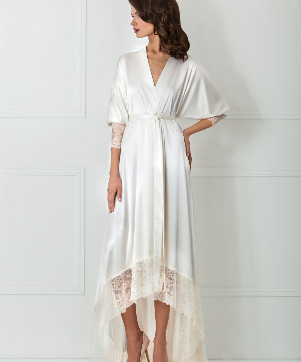  White Lace & Satin Maxi Dress Product Amoralle
