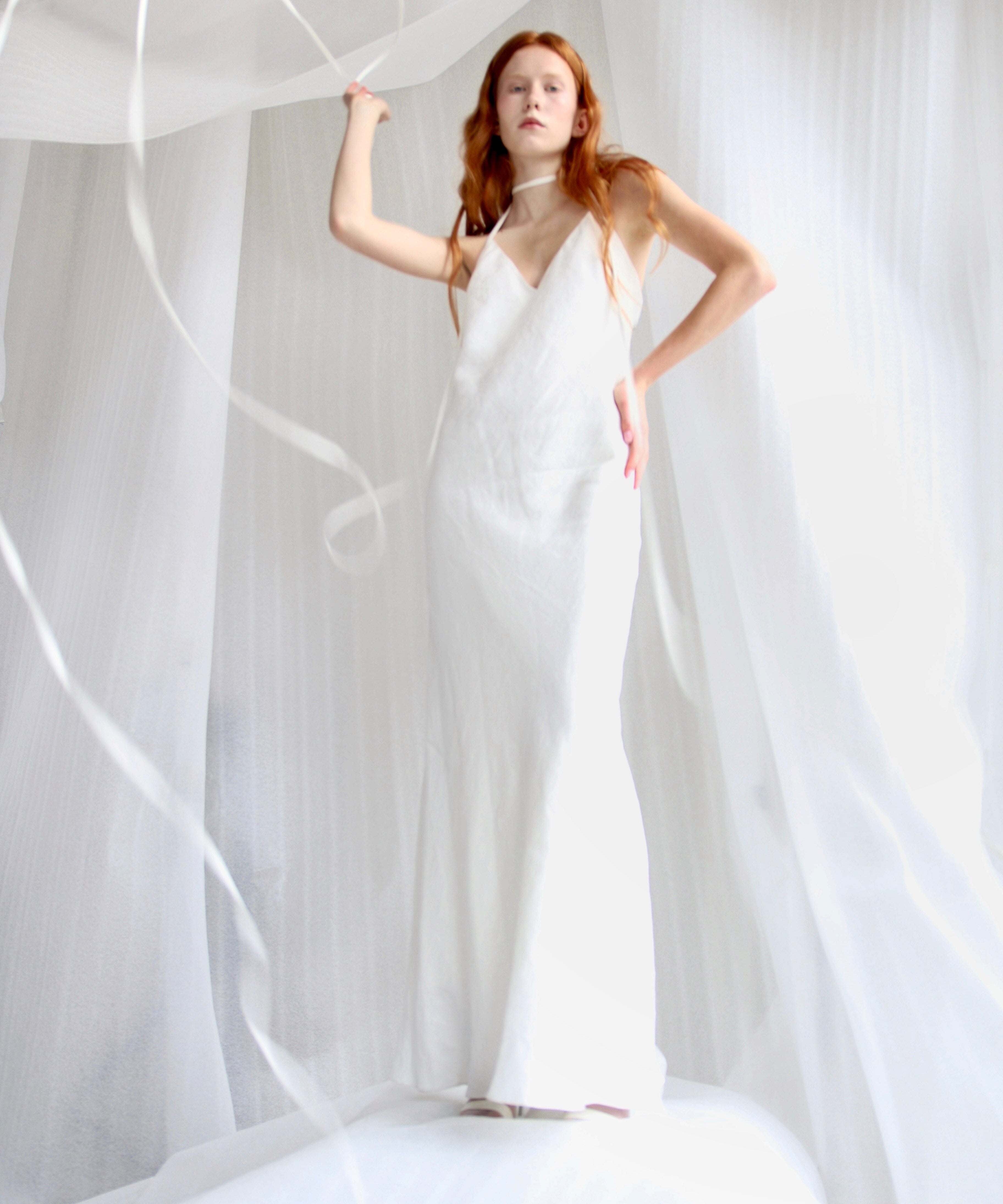  White Linen Maxi Slip Product Amoralle